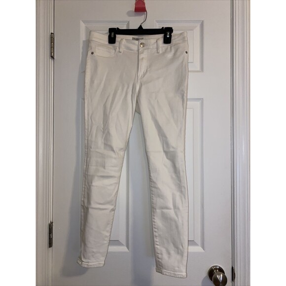 Abercrombie & Fitch Jeans White Harper Low Rise Skinny Size 28 6 Regular Length - Picture 1 of 7
